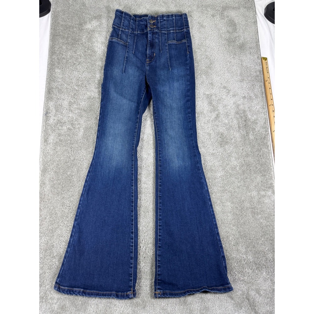 We The Free Free People High Rise Flare Jeans Blue Denim 28 OB1184972 Wide Leg